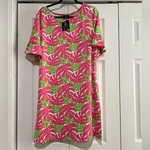 🩷💚🆕MWT Sailor Sailor Pink and Green monstera Leaf Print Dress XL